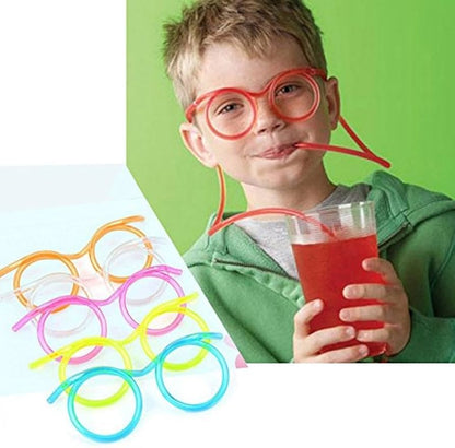 1PC New Creative Funny Soft Flexible Glasses Straw.